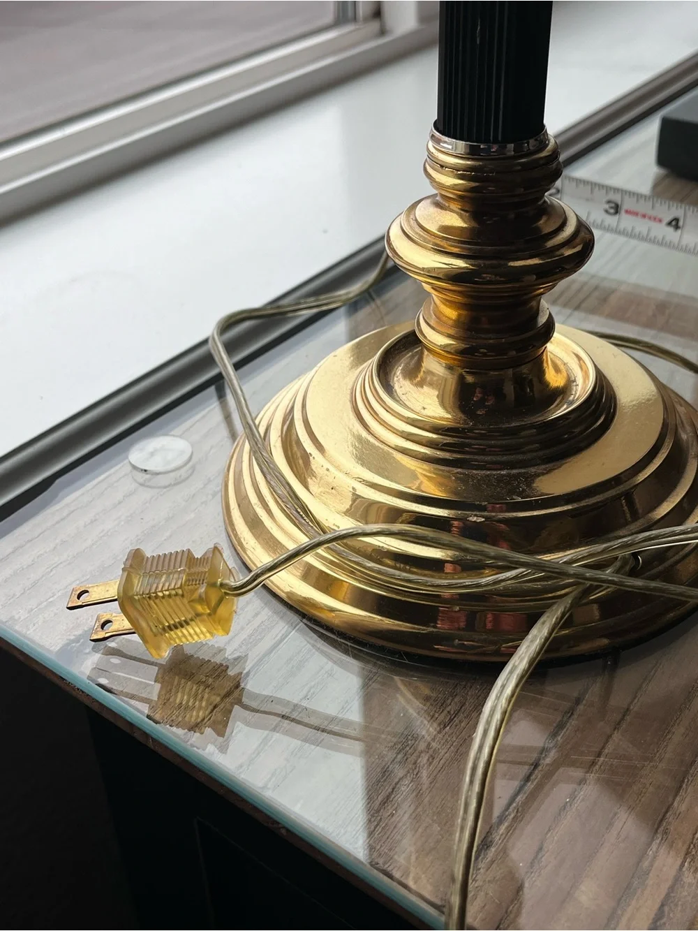 Vintage (Stiffel?) Brass & Black Swing-Arm Table Lamp Shade not included